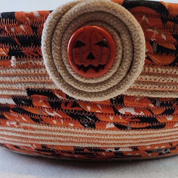 Halloween Themed Decorative Basket - Orange and Black Woven Rope - Picture 4 of 10